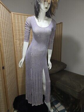Lavender Long Sleeve Maxi Dress with Front Slit
